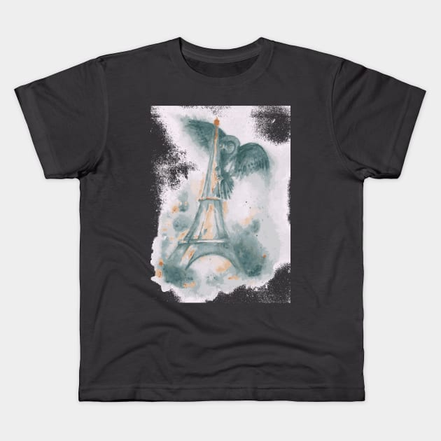 Own on Eifel Tower Kids T-Shirt by artbyluko